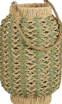 Mica Decorations lantaarn Faros naturel / groen D 20 H 30 cm