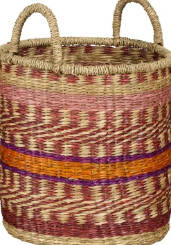 Mica Decorations opbergmand Olivia naturel / paars / rood D 29 H 32 cm
