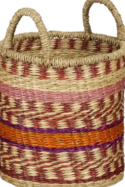 Mica Decorations opbergmand Olivia naturel / paars / rood D 24 H 26 cm