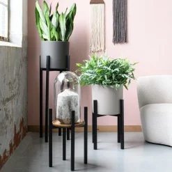 Mica Decorations plantenstandaard Ascot 16,5 x 16,5 x 25 cm zwart
