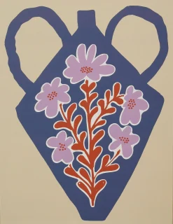 Mica Decorations schilderij Vase beige / blauw 31 x 41 x 3 cm