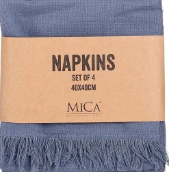 Mica Decorations servet Villia blauw 40 x 40 cm 4 stuks