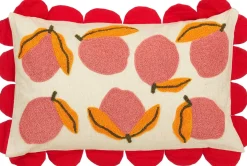 Mica Decorations sierkussen Vita wit / roze / rood 65 x 45 cm