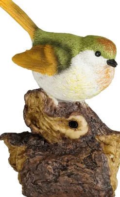 Mica Decorations tuinbeeld vogels op boomstam groen 10,5 x 8 x 13 cm