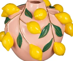 Mica Decorations vaas Melika roze / geel D 22,5 H 17,5 cm