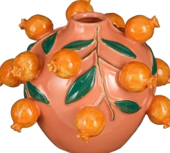 Mica Decorations vaas Melika oranje D 22,5 H 17,5 cm