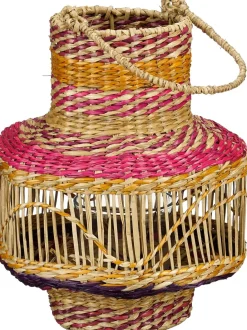 Mica Decorations windlicht Elsey naturel / roze / geel D 23 H 27 cm