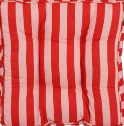 Mica Decorations zitkussen Kim strepen roze / rood 47 x 47 x 7 cm