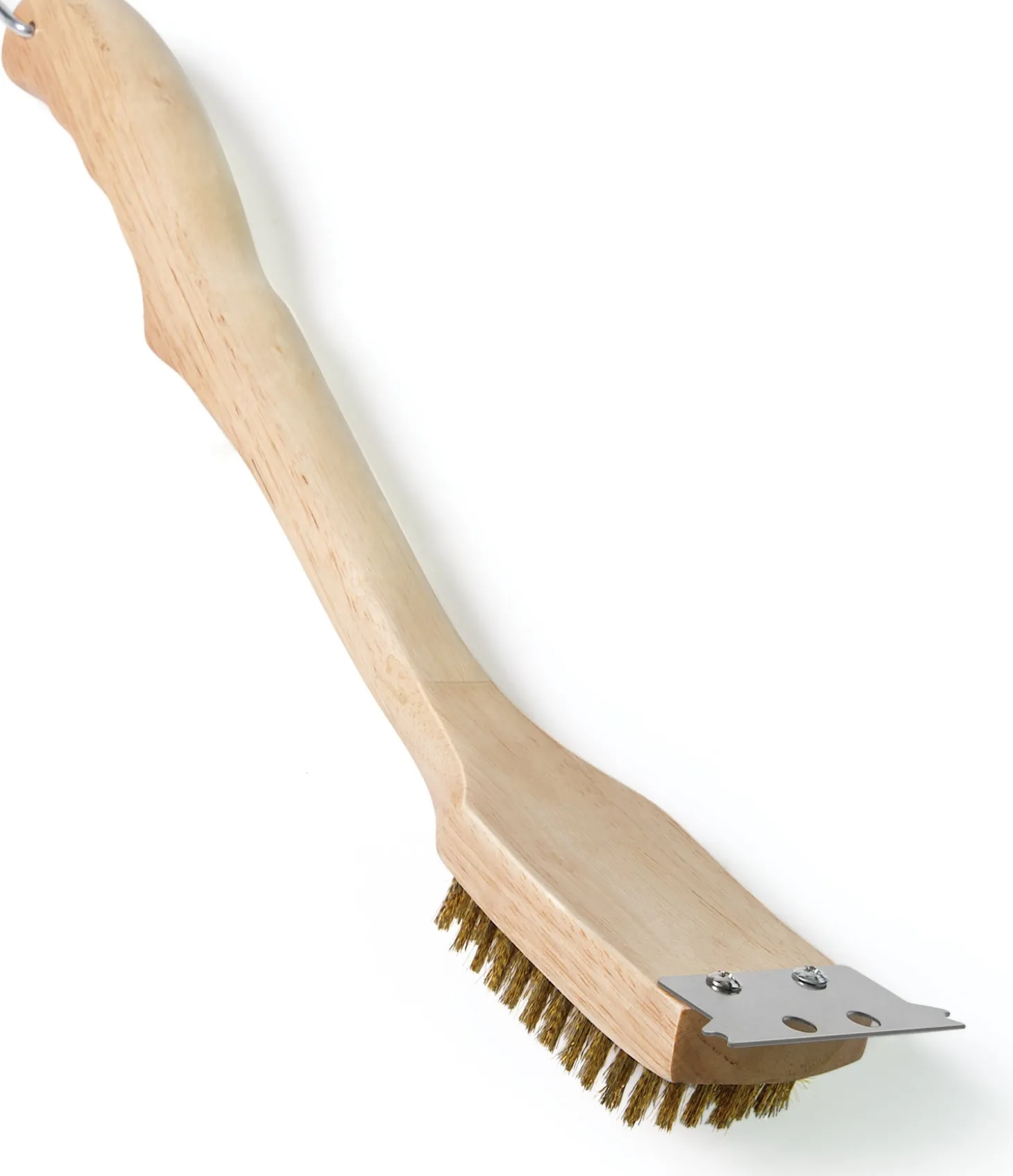 Napoleon grillborstel messing met houten handvat
