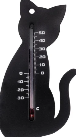 Nature muurthermometer zwarte kat