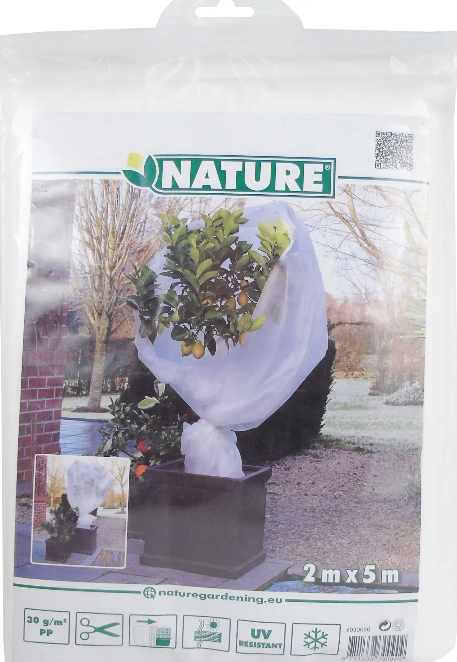 Nature wintervlies 2 x 5m 30 g/m² wit