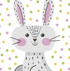 Paper + Design servet Happy Bunny wit/ grijs 33 x 33 cm 20 stuks