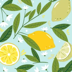 Paper + Design servet Lemon Tree blauw 33 x 33 cm 20 stuks