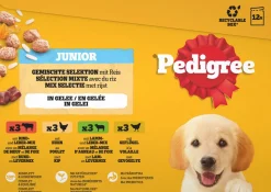 Pedigree natvoer junior Mix selectie in gelei met rijst 100 g 12 stuks