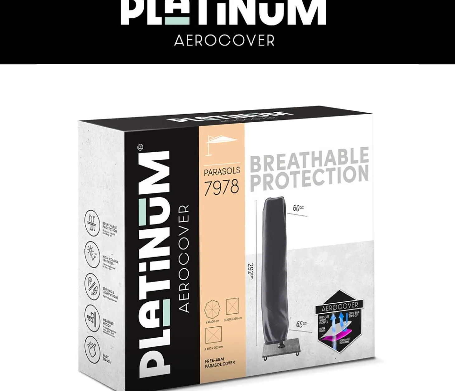 Platinum AeroCover parasolhoes 292 x 60 x 65 cm