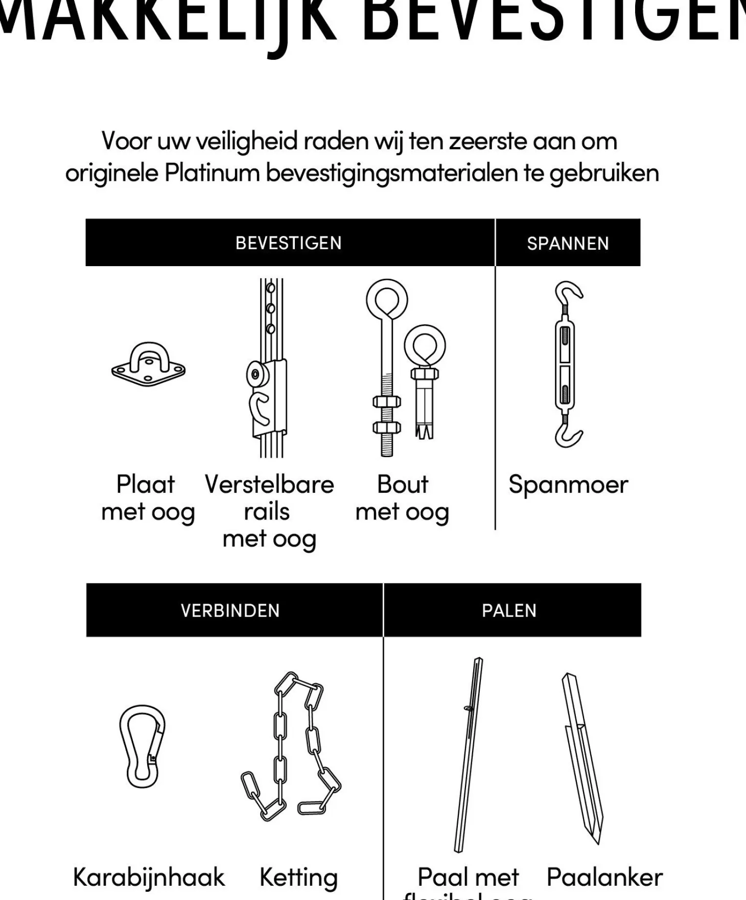 Platinum Sun & Shade paal met flexoog RVS