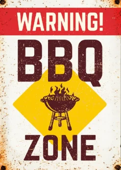 Plenty Gifts tuin wanddecoratie Blik BBQ zone wit 21 x 14,8 x 0,5 cm