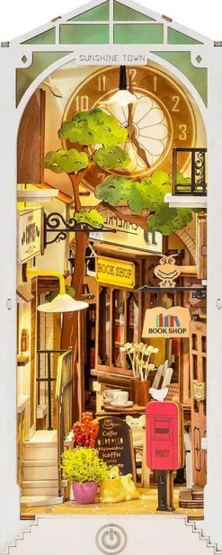 Robotime 3D puzzel boekensteun Sunshine Town 18,5 x 10 x 24,2 cm