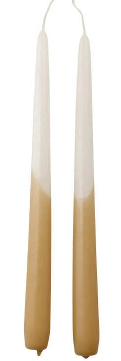 Rustik Lys dinerkaars Tweeling wit / oranje 8 uur D 2,2 H 29 cm 2 stuks