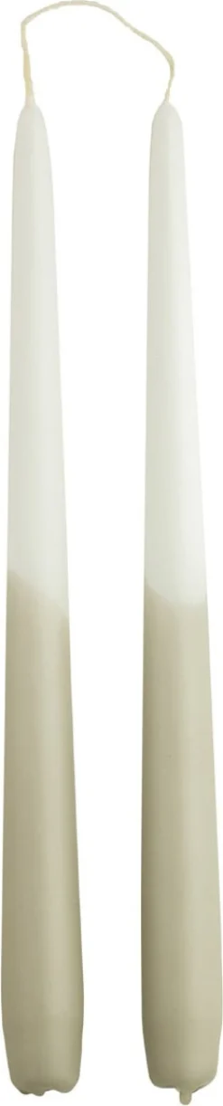 Rustik Lys dinerkaars Tweeling wit / groen 8 uur D 2,2 H 29 cm 2 stuks