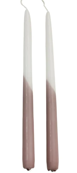 Rustik Lys dinerkaars Tweeling wit / paars 8 uur D 2,2 H 30 cm 2 stuks