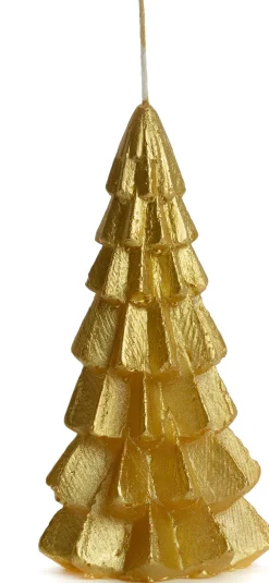 Rustik Lys stompkaars Kerstboom goud 13 uur D 6,3 H 12 cm