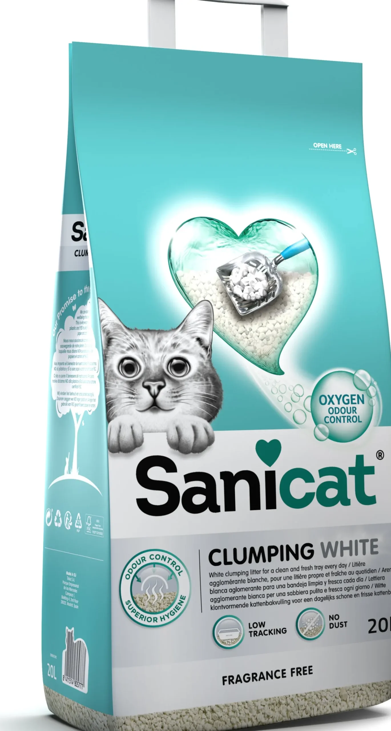 Sanicat kattenbakvulling Clumping White 20 L