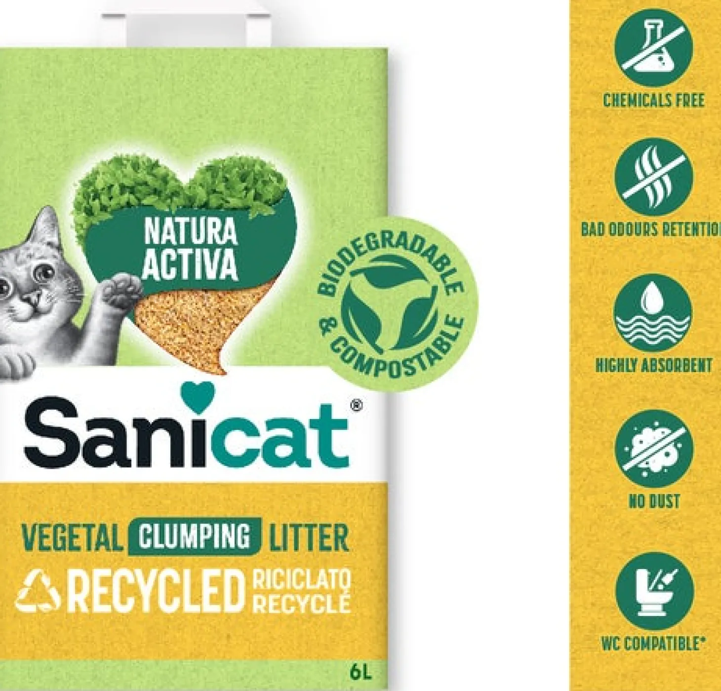 Sanicat kattenbakvulling Recycled Corn Cob 6 L