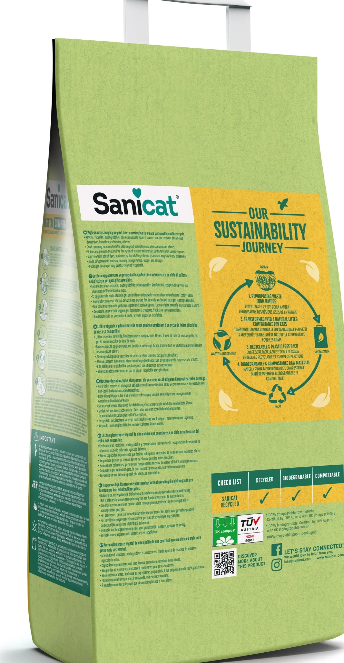 Sanicat kattenbakvulling Recycled Corn Cob 6 L