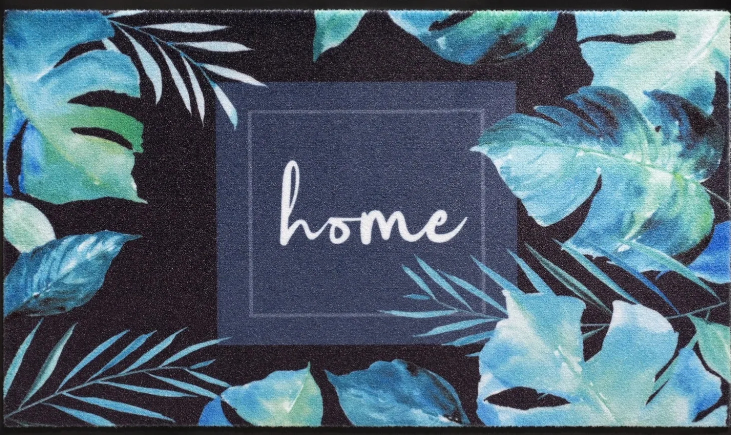 Schoonloopmat Home Leaves blauw 45 x 75 cm