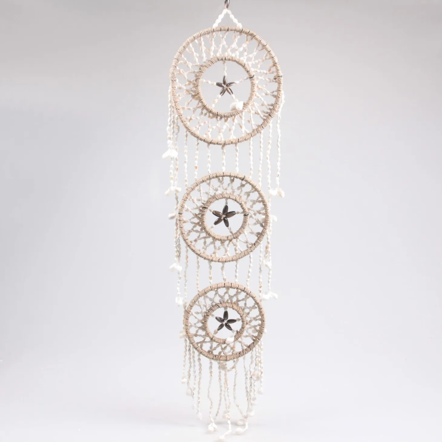 SID dromenvanger met schelpen naturel /wit 21 x 2 x 92 cm
