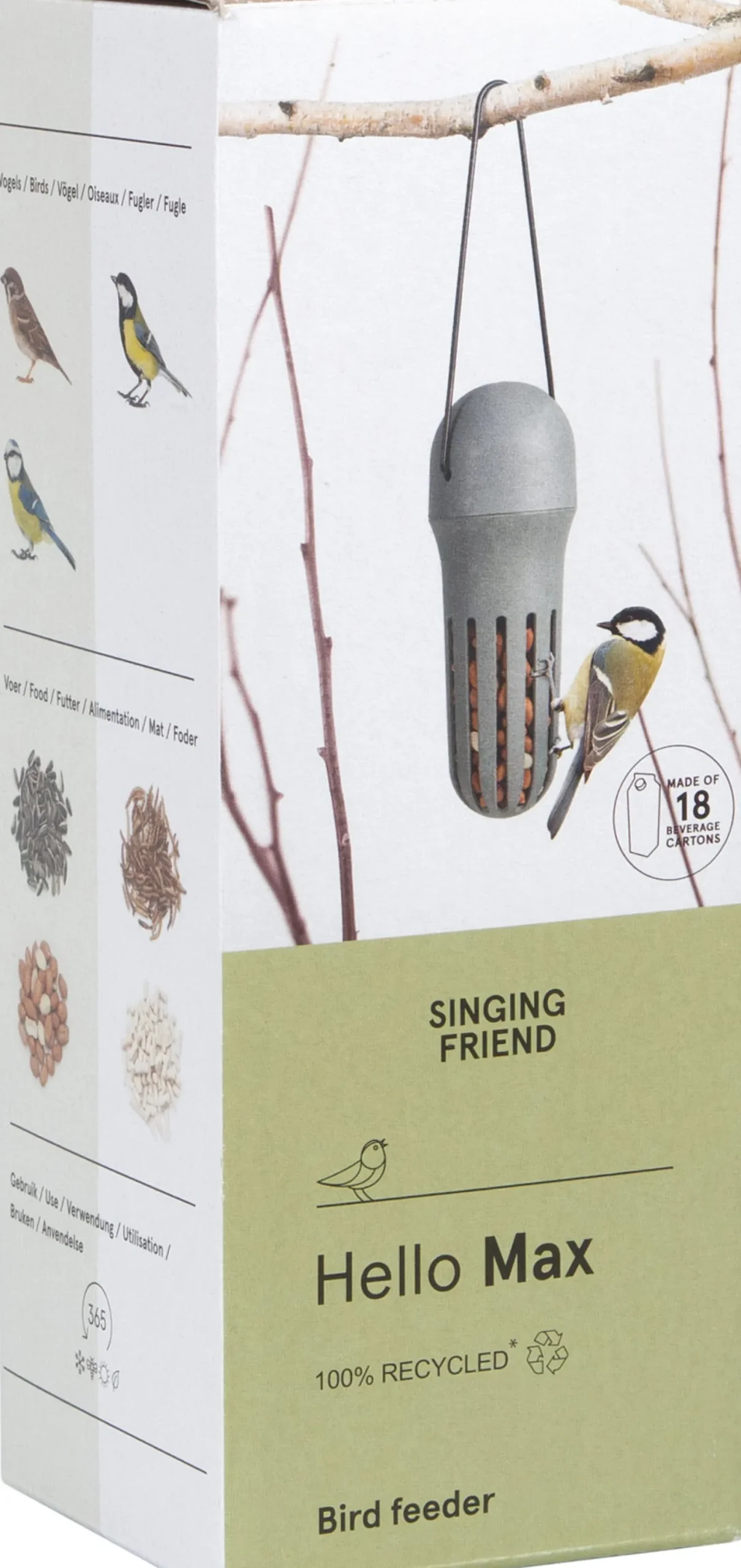 Singing Friend pindasilo Max grijs D 8 H 21 cm