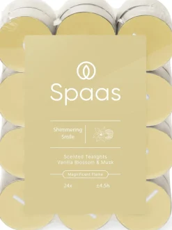 Spaas geurkaars Essential collection Shimmering Smile beige 4,5 uur D 3,9 H 1,6 cm 24 stuks