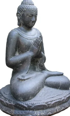 Stone Lite tuinbeeld Boeddha lotus groetend zwart 50 x 55 x 80 cm