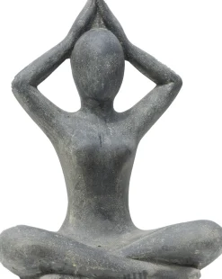 Stone Lite tuinbeeld Yoga sukhasana arm laag zwart 15 x 20 x 30 cm