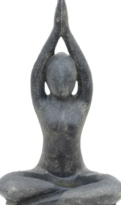 Stone Lite tuinbeeld Yoga sukhasana arm hoog zwart 16 x 20 x 30 cm