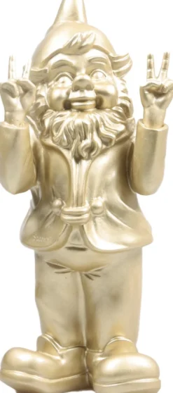 Stoobz design tuinkabouter Peace goud 11 x 13 x 31 cm