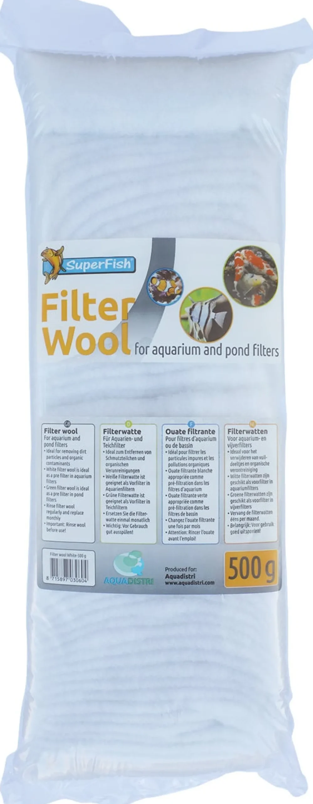 SuperFish aquarium filterwatten fijn wit 500 g