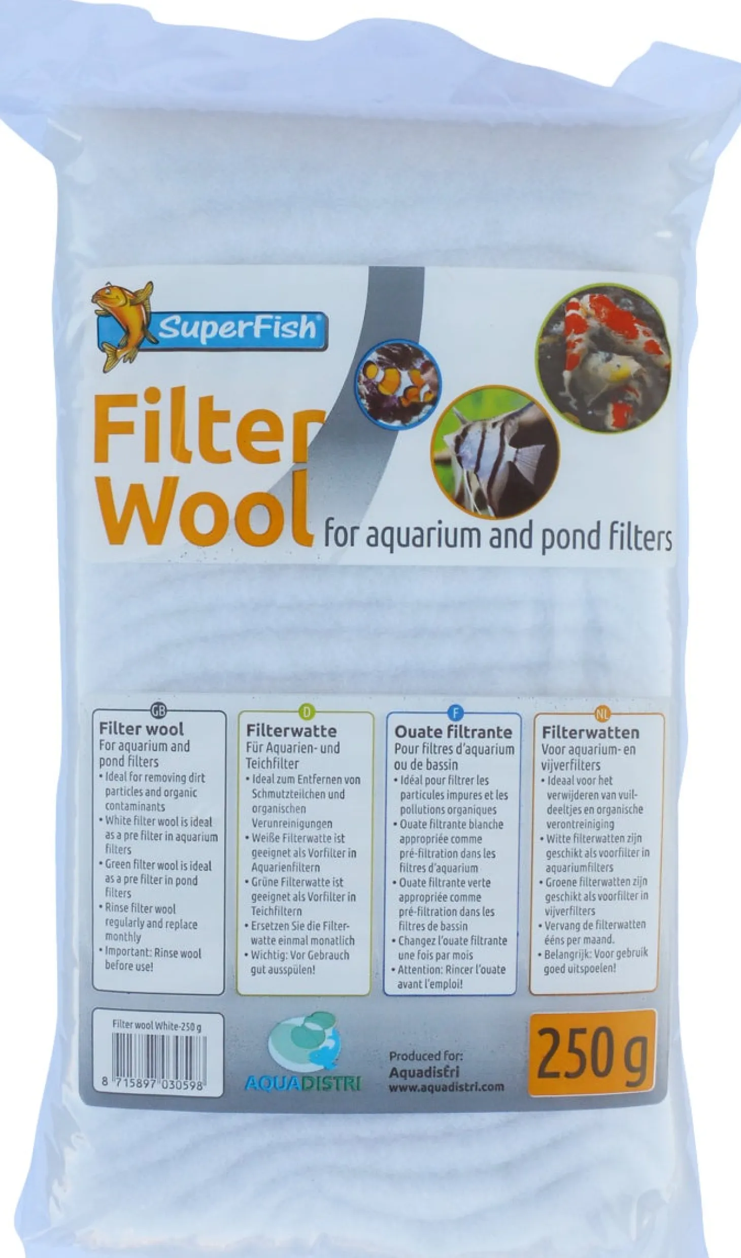 SuperFish aquarium filterwatten fijn wit 250 g
