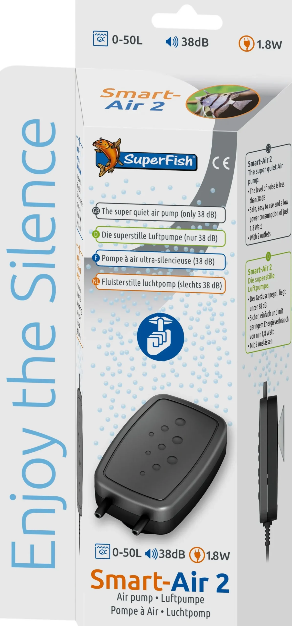 SuperFish aquarium luchtpomp Smart-Air 2 zwart
