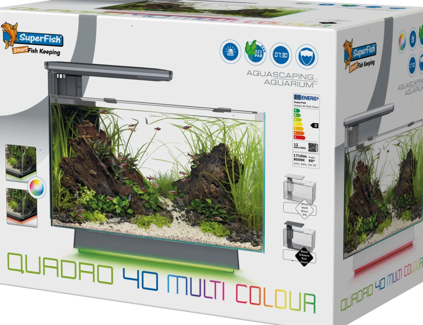 SuperFish aquarium Quadro 40 Multi Colour wit 28 L