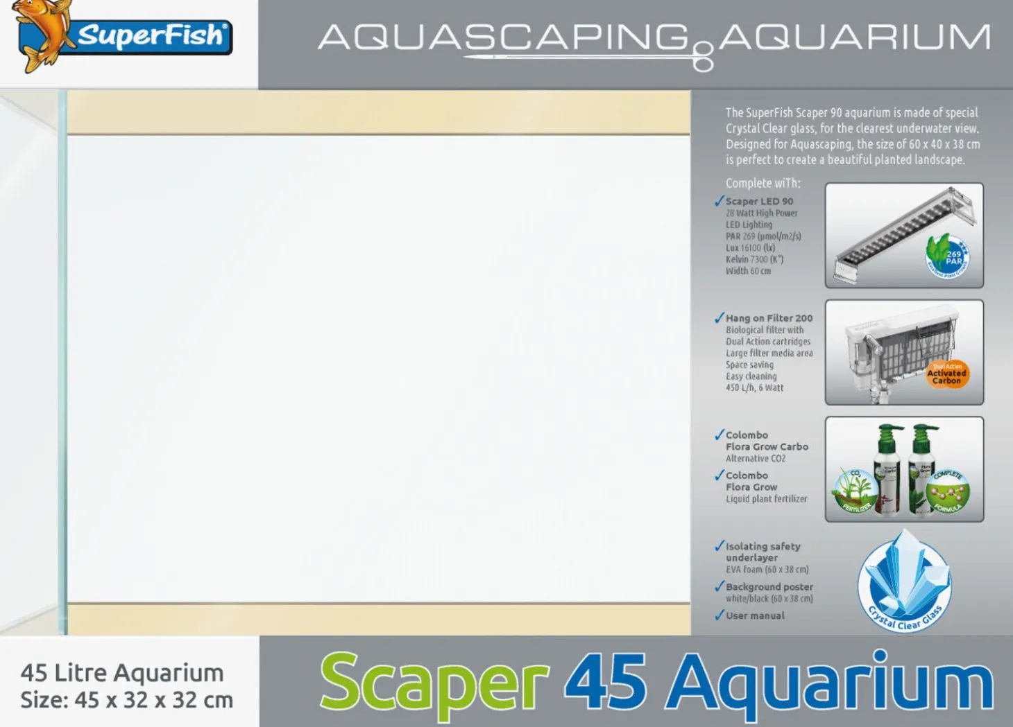 Superfish aquarium Scaper transparant 45 L
