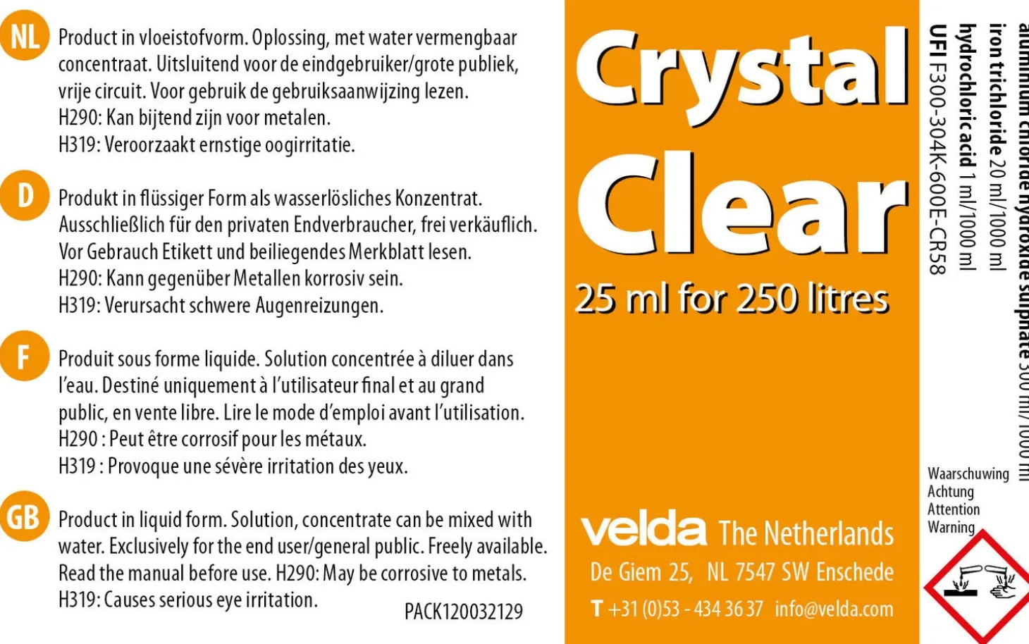 Velda Crystal Clear 250 ml