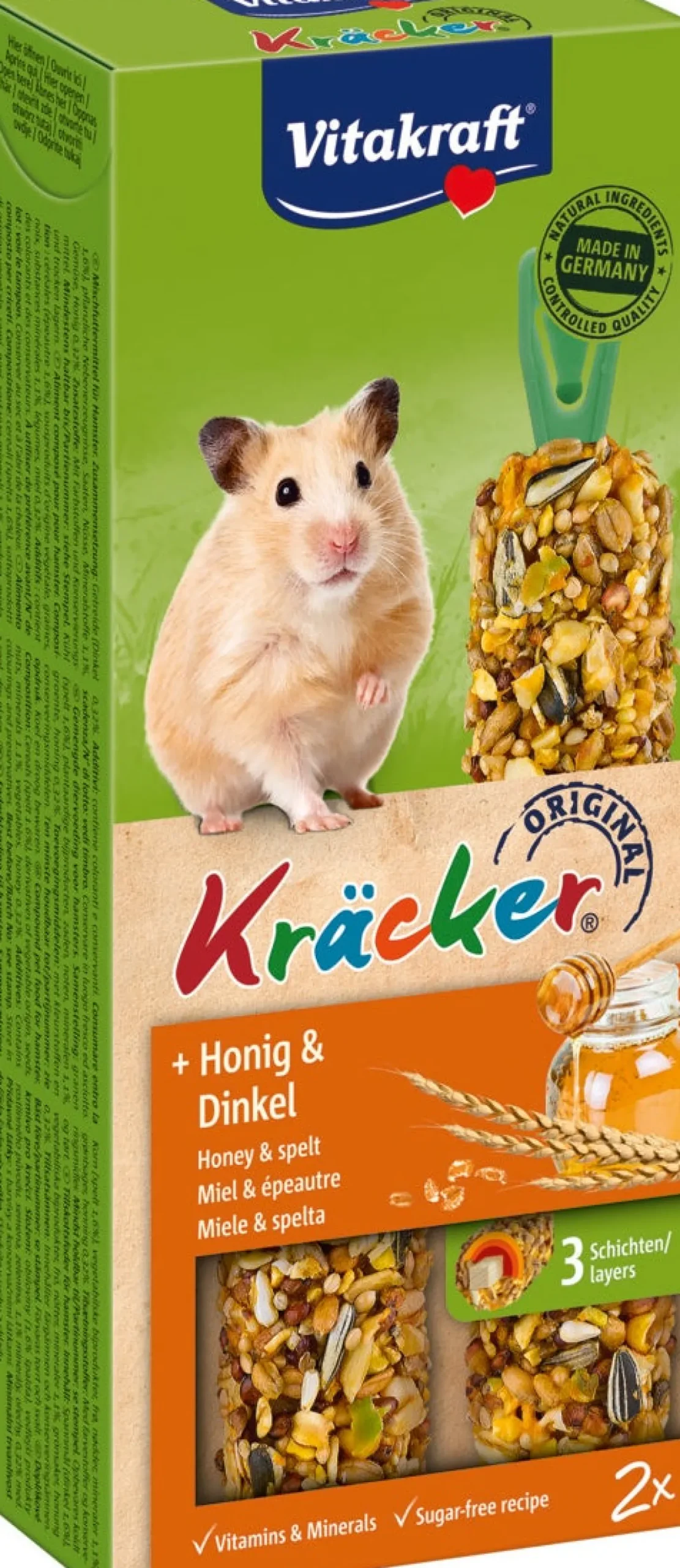 Vitakraft hamstersnack Kräcker honing en spelt 2 stuks