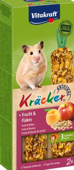 Vitakraft hamstersnack Kräcker fruit en flakes 2 stuks