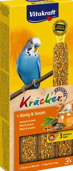 Vitakraft vogelsnack Kräcker parkiet honing en sesam 3 stuks