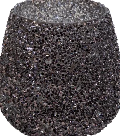Waxinelichthouder Strass Cauldron zwart D 9,5 H 9 cm