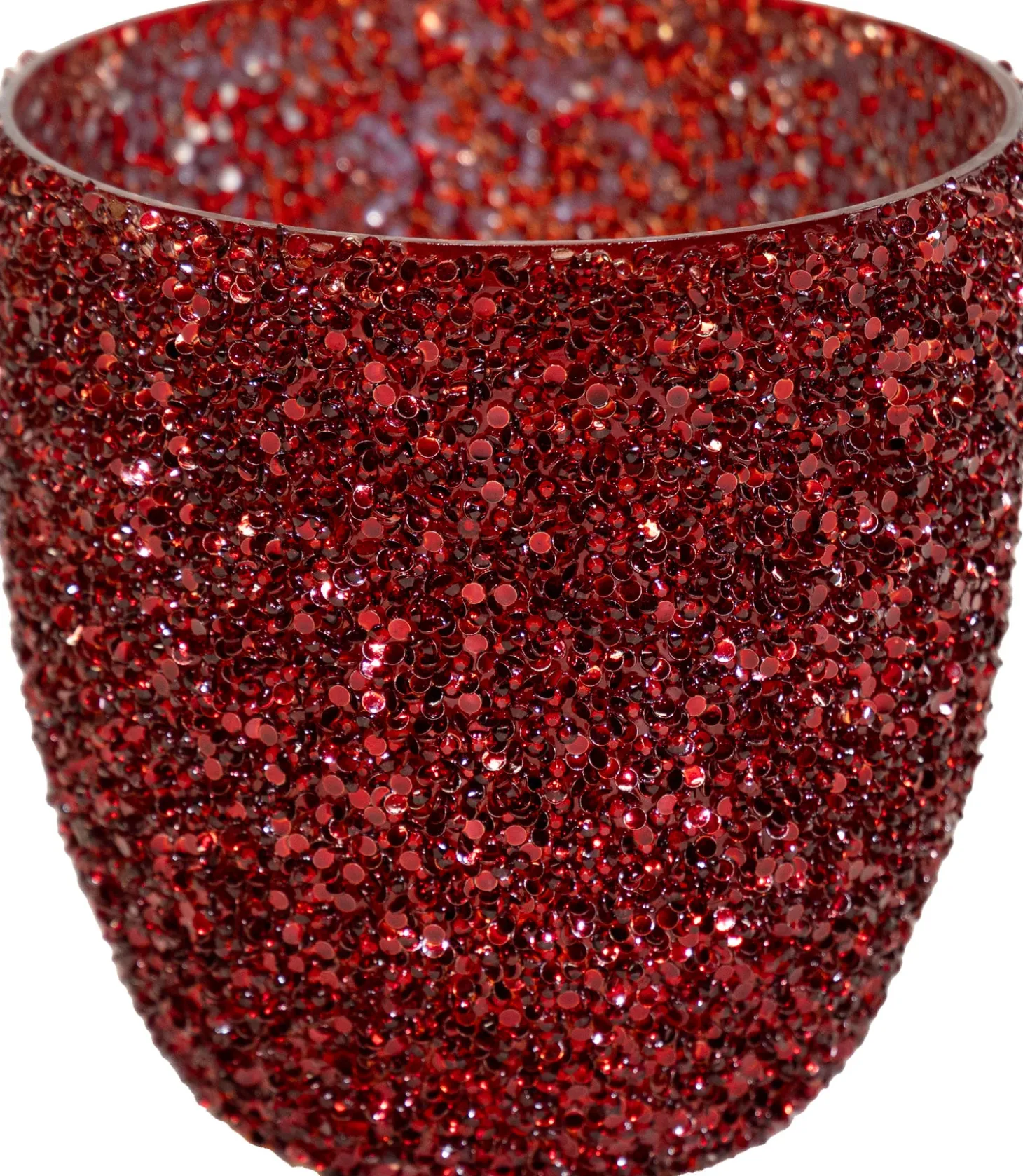 Waxinelichthouder Strass Egg rood D 12,5 H 12 cm