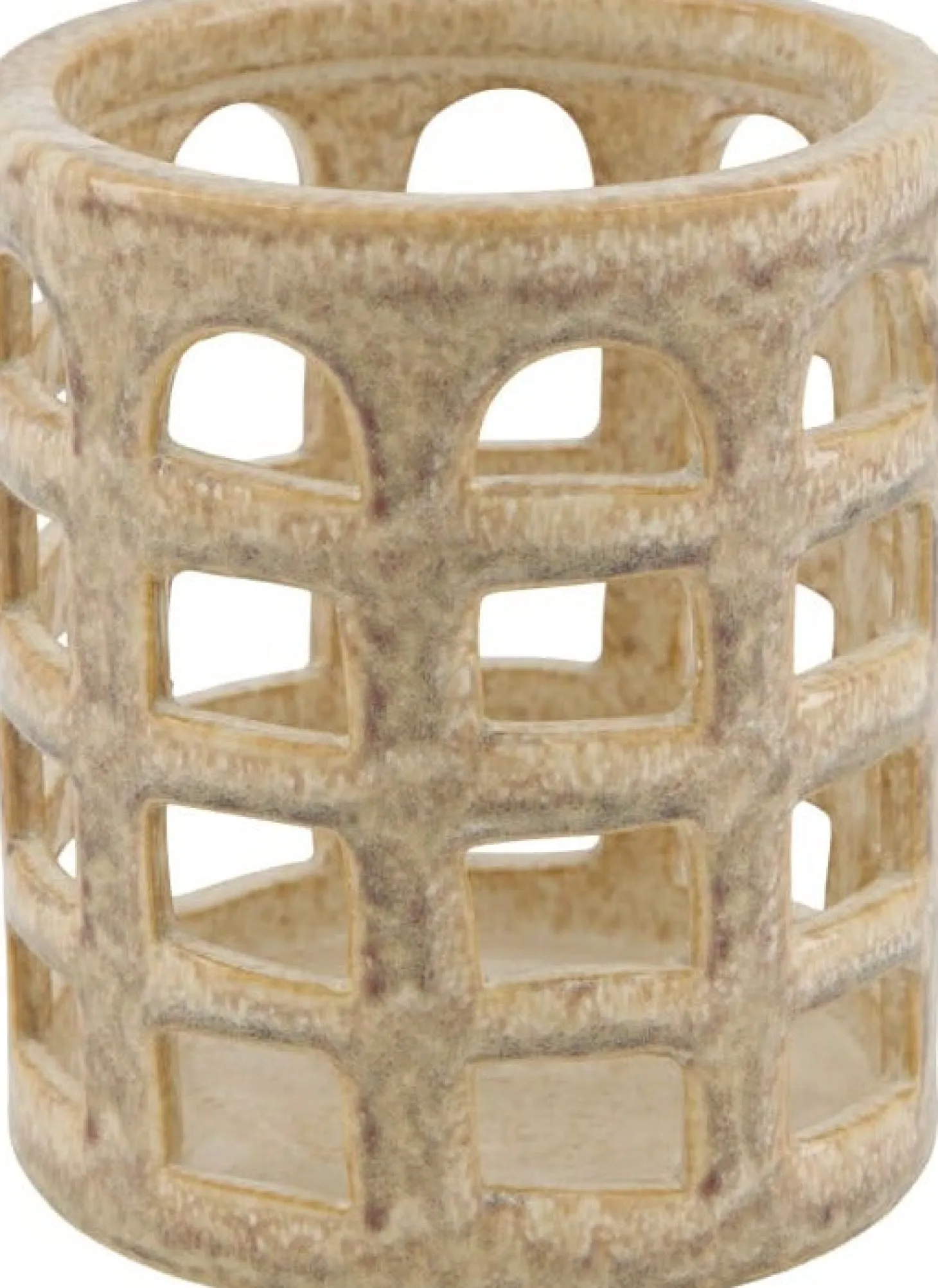 Windlicht beige D 12 H 14 cm