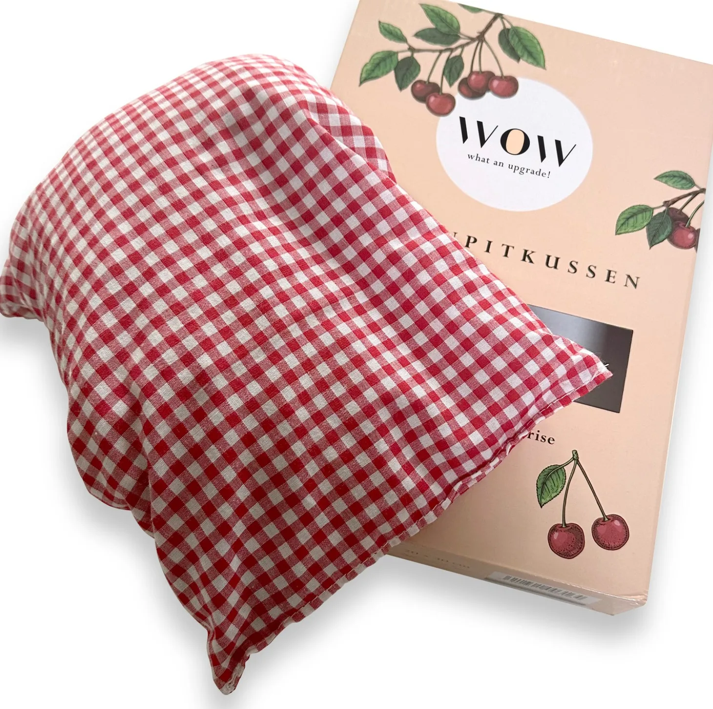WOW kersenpitkussen rood / wit 30 x 20 x 3 cm